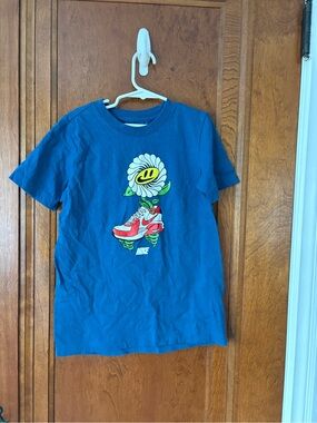 Nike Kids Blue Graphic Tee with Smiley Flower - small